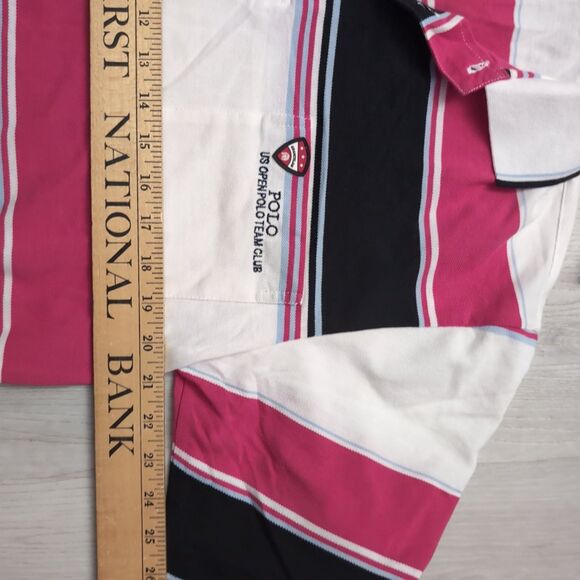 Polo US Polo Open Team Club -50- Shirt Mens Large MultiColor Striped Pocket Polo - Picture 4 of 5